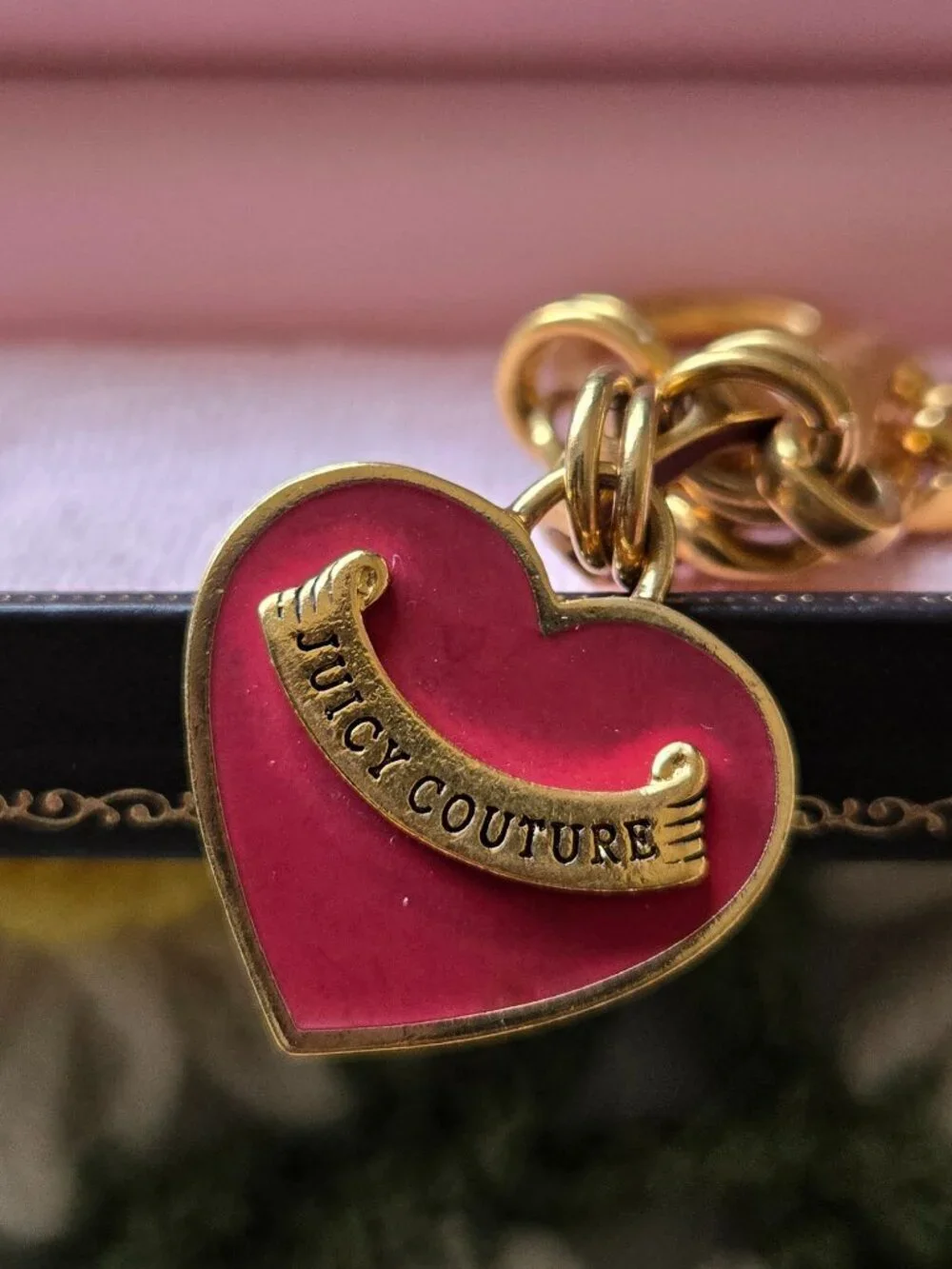 Juicy Couture 'Choose Juicy' Enamel Heart Gold Bracelet